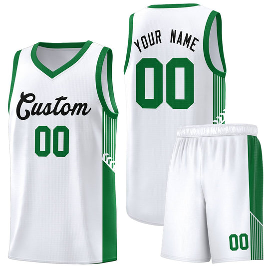 Custom White Black Side Stripe Fashion Sports Uniform Basketball Jersey