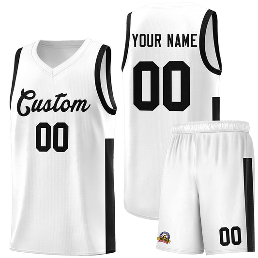 Custom White Black Side Two-Tone Classic Sports Uniform Basketball Jersey