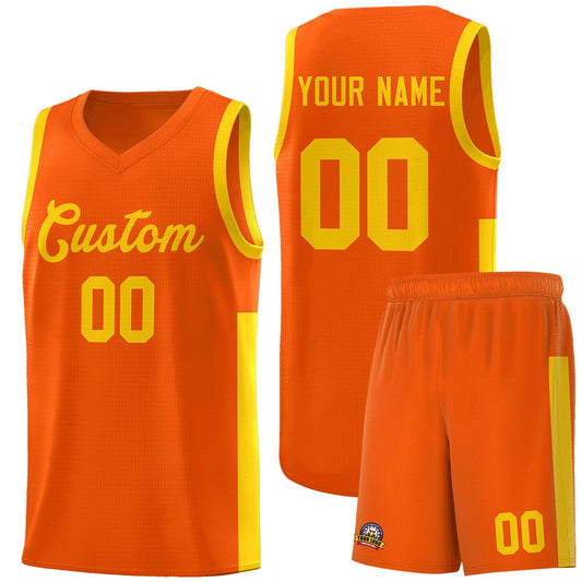 Custom Orange Gold Side Two-Tone Classic Sports Uniform Basketball Jersey