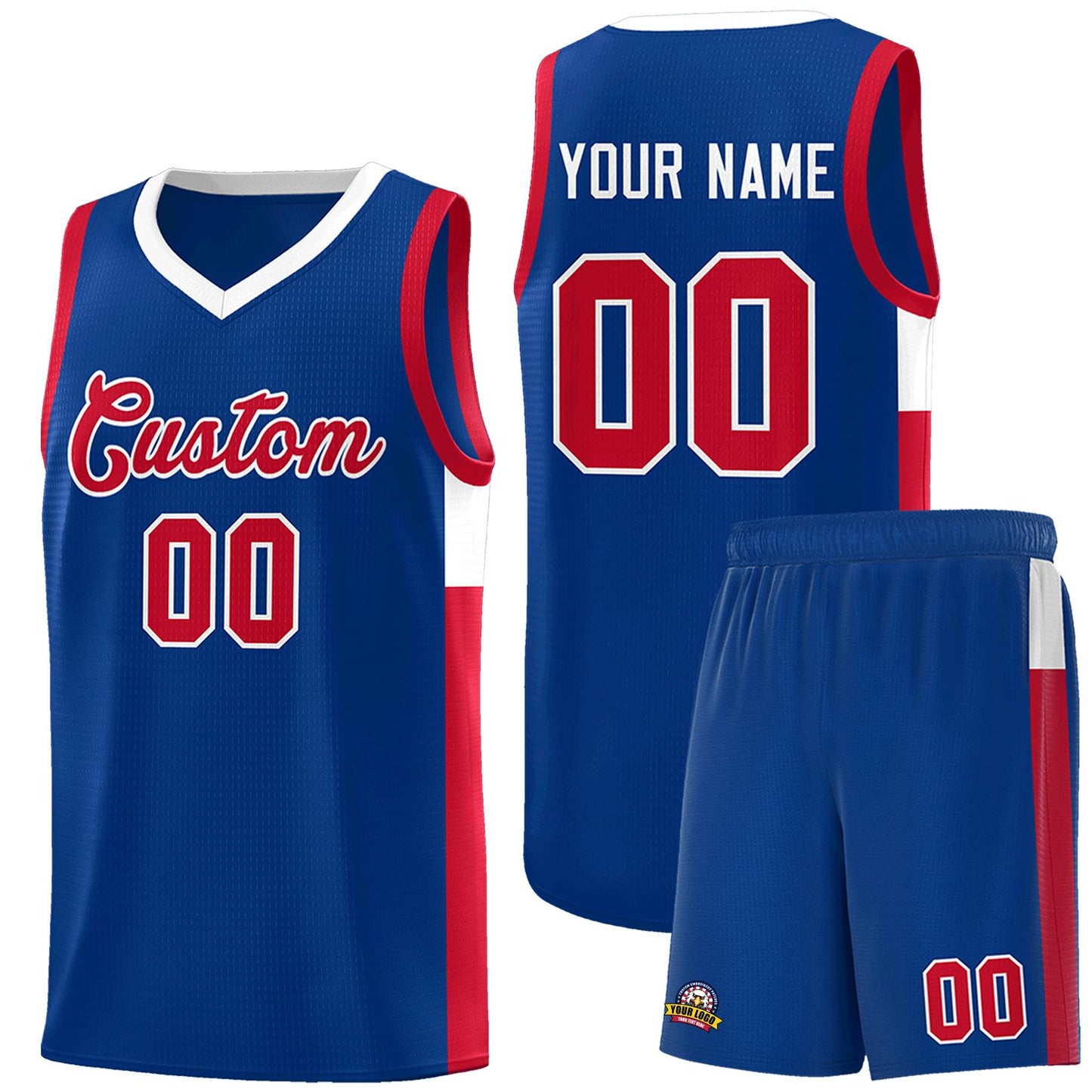 Custom Royal Red-White Side Two-Tone Classic Sports Uniform Basketball Jersey