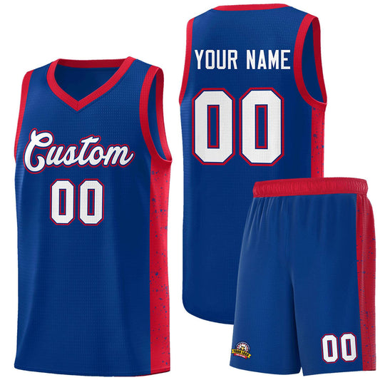 Custom Royal White-Royal Side Splash Sports Uniform Basketball Jersey