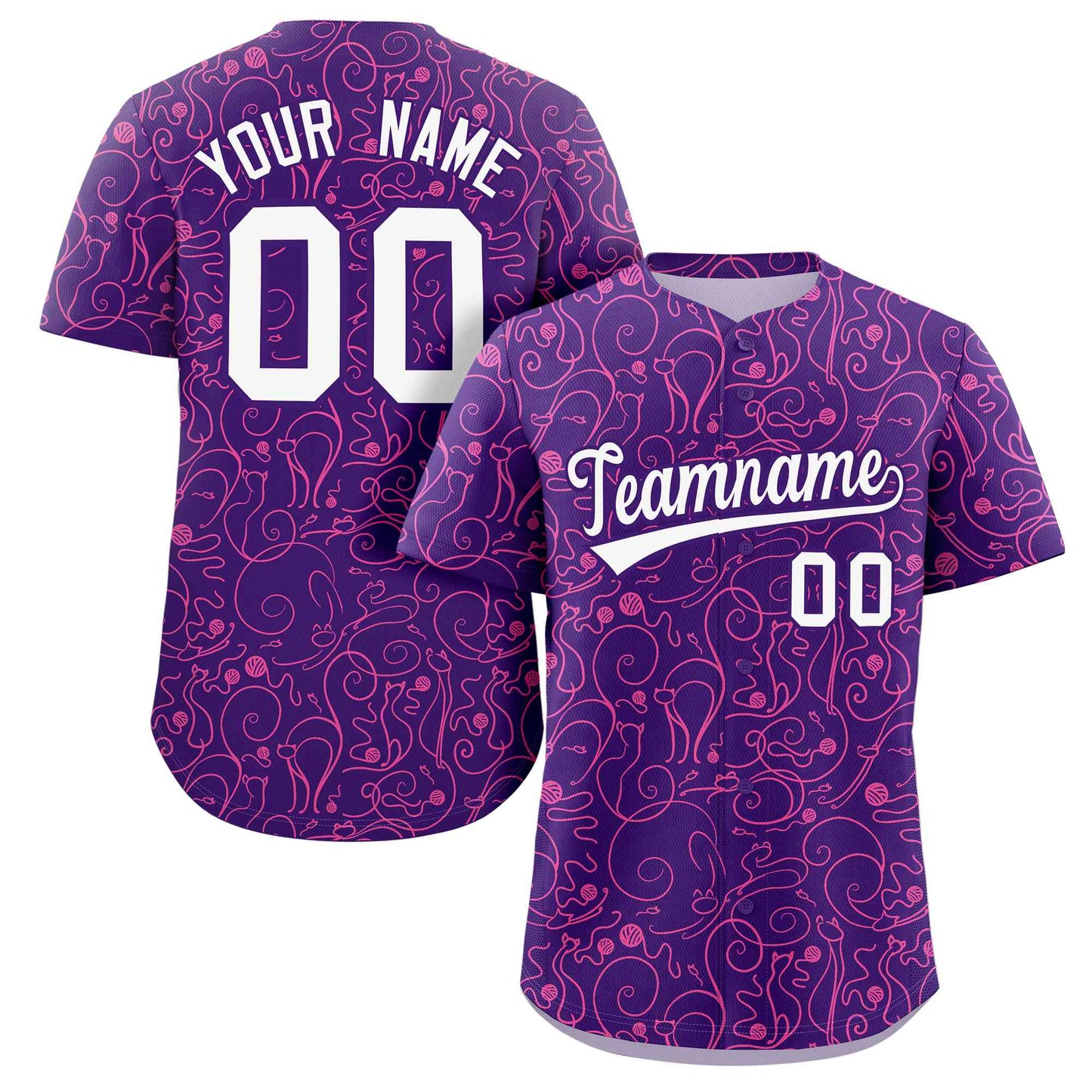 Custom Purple Pink Line Art Graffiti Pattern Design Authentic Baseball Jersey