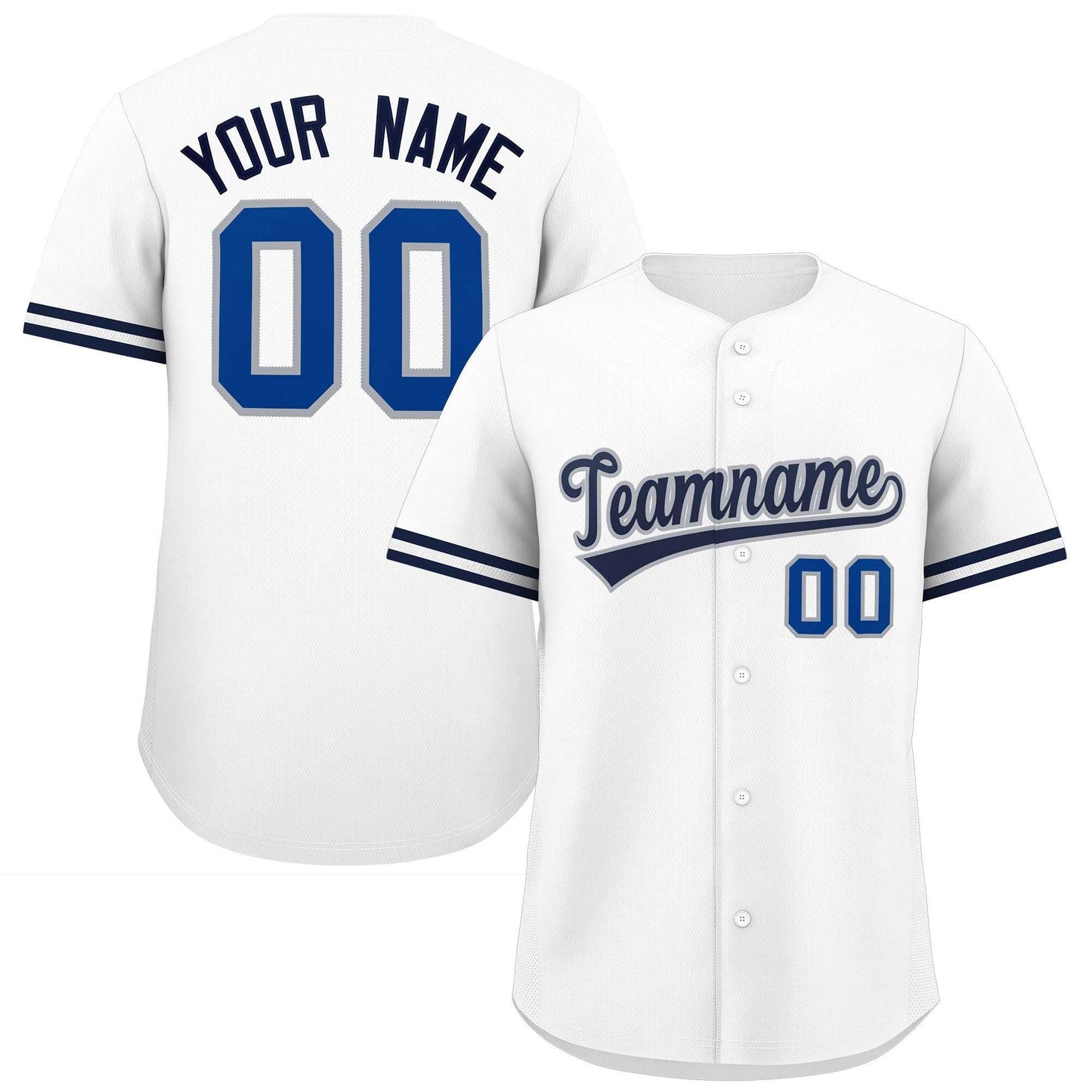 Custom White Navy Full Button Design Authentic Baseball Jersey