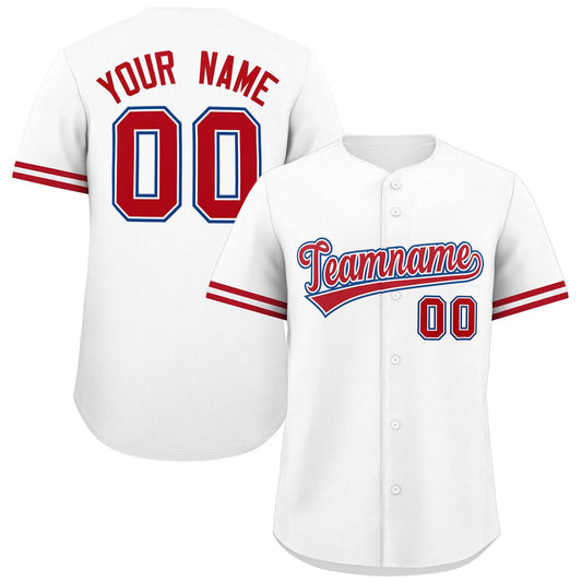 Custom White Red Full Button Design Authentic Baseball Jersey