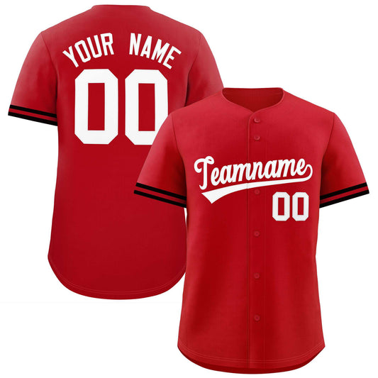 Custom Red White Full Button Design Authentic Baseball Jersey