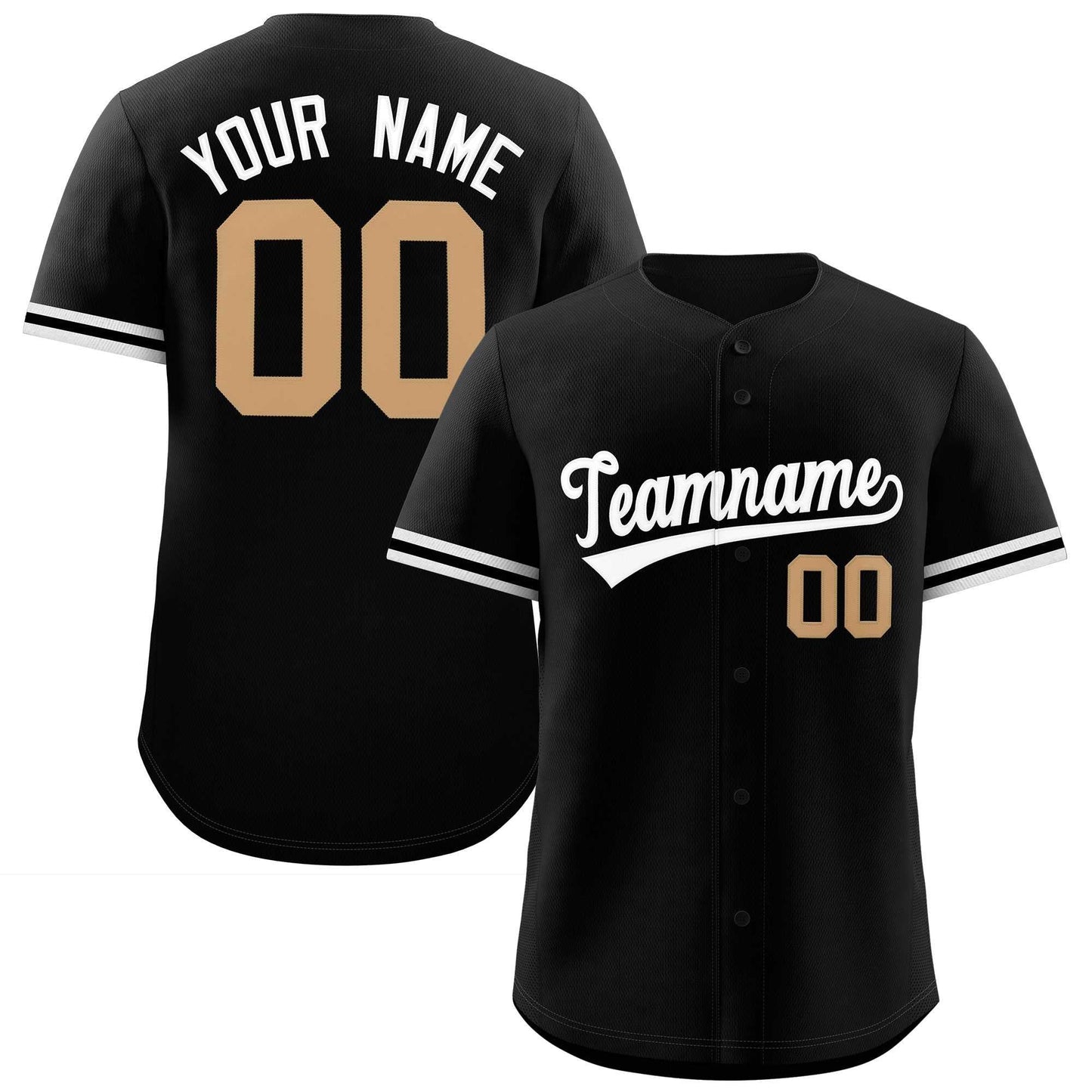 Custom Black White Full Button Design Authentic Baseball Jersey