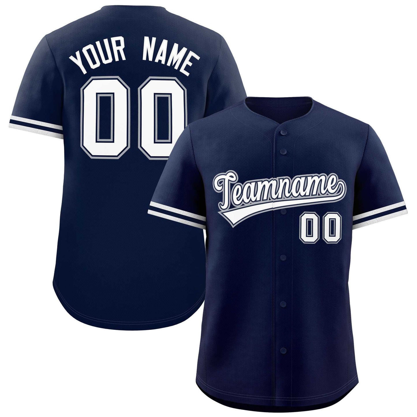 Custom Navy White Full Button Design Authentic Baseball Jersey