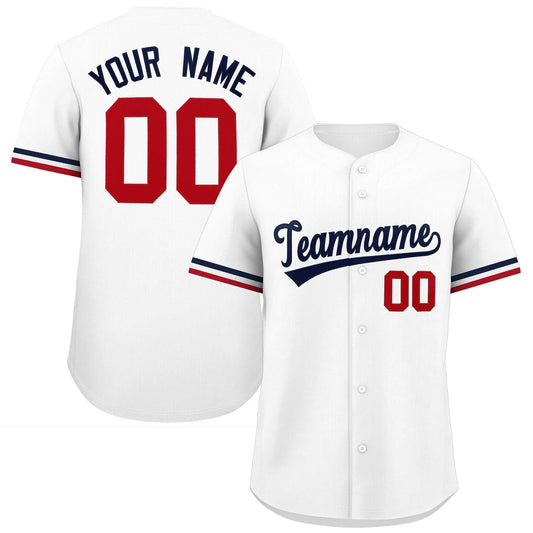 Custom White Navy Full Button Design Authentic Baseball Jersey